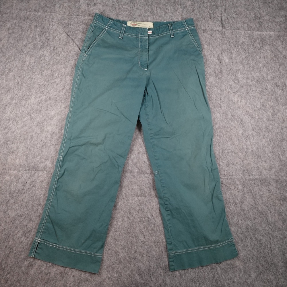 Sitwell Pant Women 4 Teal Green Cotton Stretch Utility Chino Straight Leg Anthro